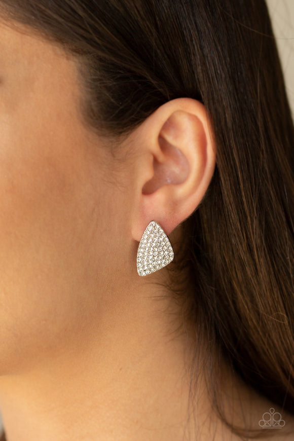 Supreme Sheen - White Earrings - Paparazzi Accessories