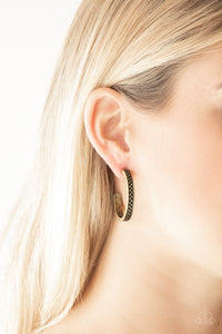 Rugged Retro - Brass Earrings - Paparazzi Accessories