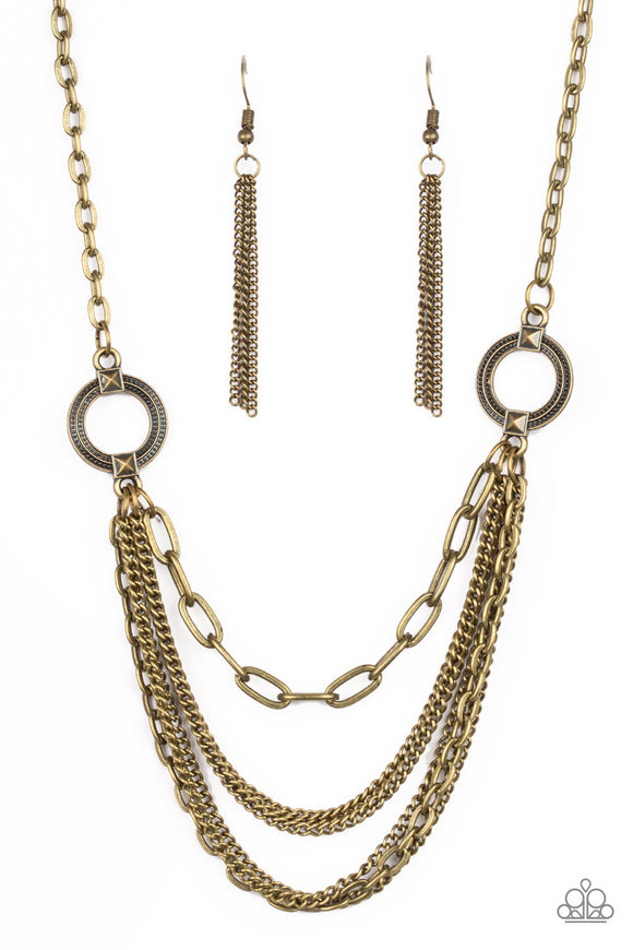 CHAINS of Command - Brass Necklace - Paparazzi Accessories