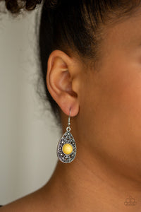 From POP To Bottom - Yellow Earrings - Paparazzi Accessories