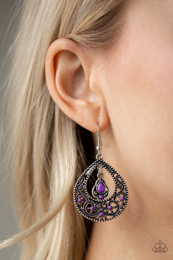 All-Girl Glow - Purple Earrings - Paparazzi Accessories