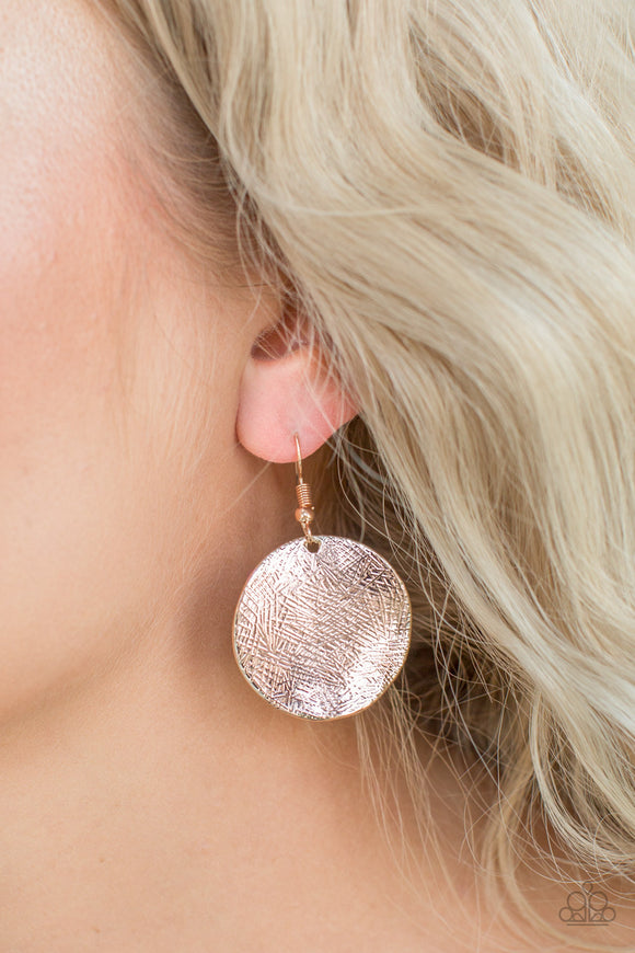Basic Bravado - Rose Gold Earrings - Paparazzi Accessories