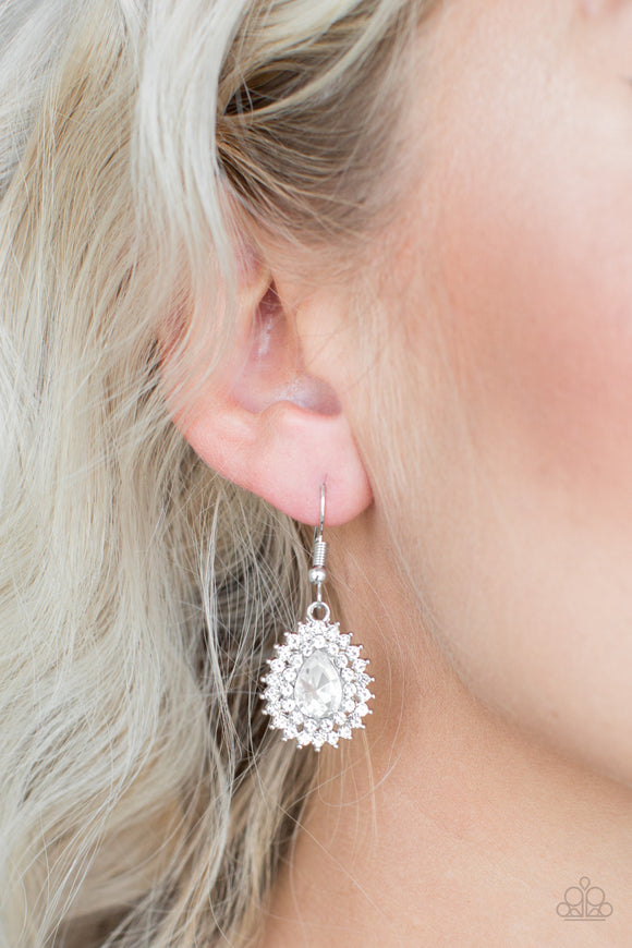 Star-Crossed Starlet - White Earrings - Paparazzi Accessories
