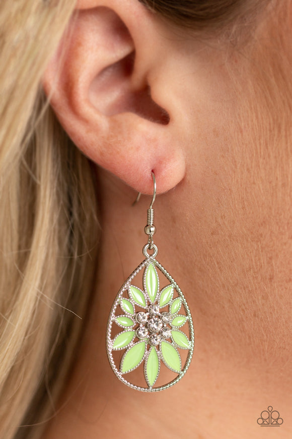 Floral Morals - Green Earrings - Paparazzi Accessories