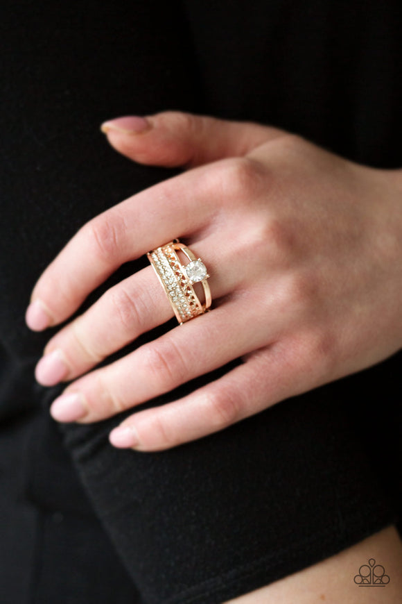 The Overachiever - Rose Gold Ring - Paparazzi Accessories