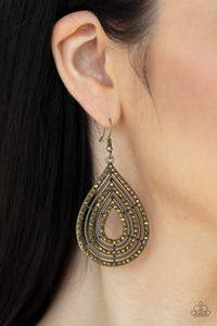5th Avenue Attraction - Brass Earrings - Paparazzi Accessories