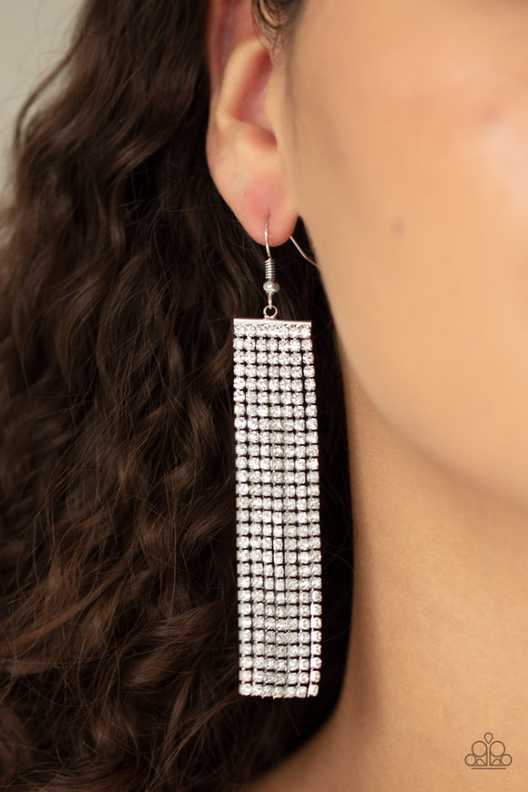 Top-Down Shimmer - White Earrings - Paparazzi Accessorie