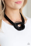 Knotted Knockout - Black Necklace - Paparazzi Accessories