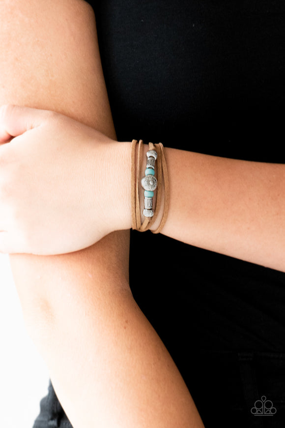 Find Your Way - Blue Wrap Bracelet - Paparazzi Accessories 