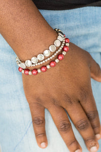 Girly Girl Glamour - Red Bracelet - Paparazzi Accessories