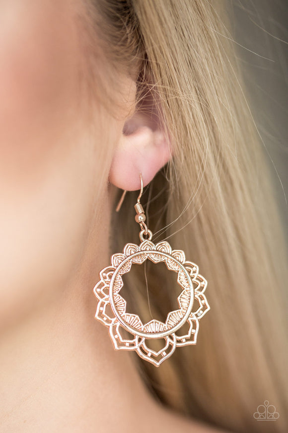 Modest Mandalas - Rose Gold Earrings - Paparazzi Accessories
