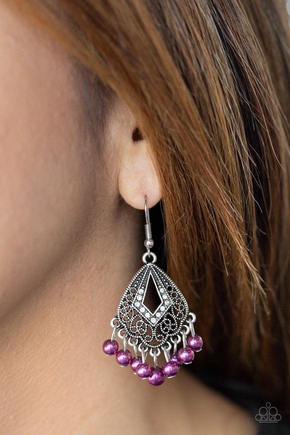 Gracefully Gatsby - Purple Earrings - Paparazzi Accessories 