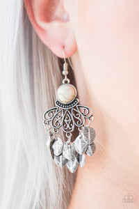 A Bit On The Wildside - White Earrings - Paparazzi Accessories