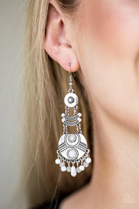 Tropic Tribe - White Earrings - Paparazzi Accessories
