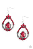 Vogue Voyager - Red Earrings - Paparazzi Accessories