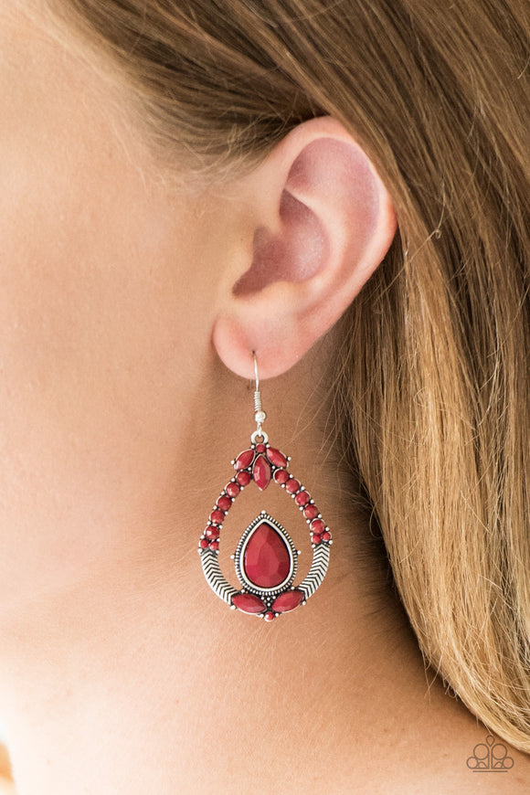 Vogue Voyager - Red Earrings - Paparazzi Accessories