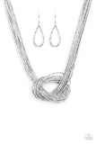 Knotted Knockout - Silver Necklace - Paparazzi Accessories