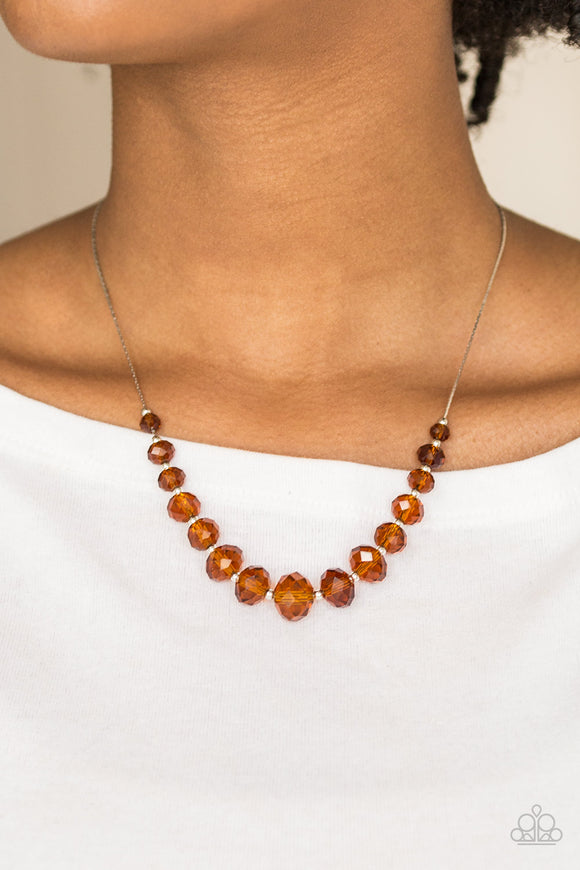 Crystal Carriages - Brown Necklace - Paparazzi Accessories