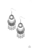 Mantra to Mantra - White Earrings - Paparazzi Accessories 