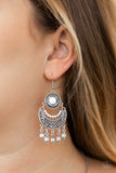 Mantra to Mantra - White Earrings - Paparazzi Accessories 