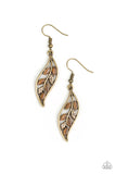 Sparkling Stems - Brass Earrings - Paparazzi Accessories