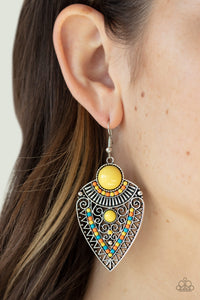 Tribal Territory - Yellow Earrings - Paparazzi Accessories
