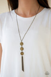 Triple Shimmer - Brass Necklace - Paparazzi Accessories