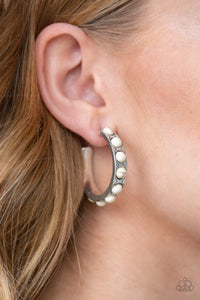 Western Watering Hole - White Earrings - Paparazzi Accessories