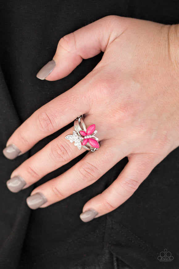 Flutter Flirt - Pink Ring - Paparazzi Accessories