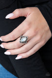 Glass Half-COLORFUL - White Ring - Paparazzi Accessories 