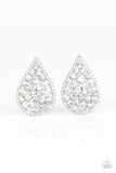 REIGN-Storm - White Earrings - Paparazzi Accessories
