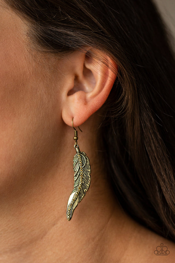 FOWL Play - Brass Earrings - Paparazzi Accessories