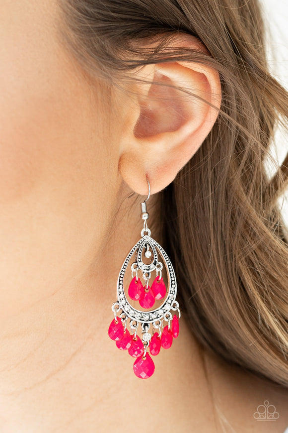 Gorgeously Genie - Pink Earrings - Paparazzi Accessories