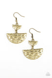 Triassic Triangles - Brass Earrings - Paparazzi Accessories