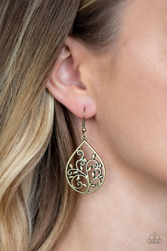 Enchanted Vines - Brass Earrings - Paparazzi Accessories