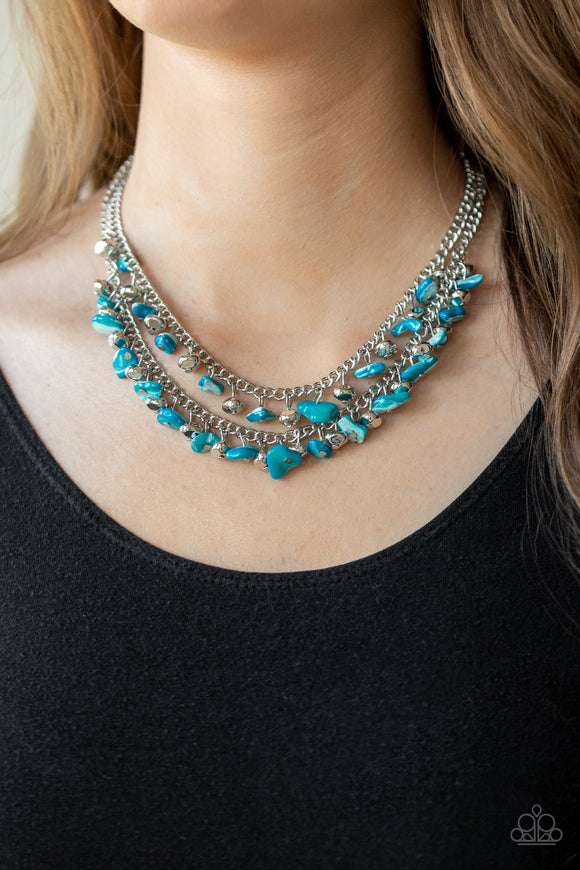 Pebble Pioneer - Blue Necklace - Paparazzi Accessories