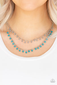 Dainty Distraction - Blue Necklace - Paparazzi Accessories