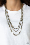 Metro Mixer - Brass Necklace - Paparazzi Accessories