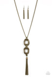 Enmeshed in Mesh - Brass Necklace - Paparazzi Accessories 