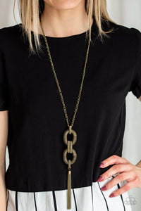 Enmeshed in Mesh - Brass Necklace - Paparazzi Accessories 