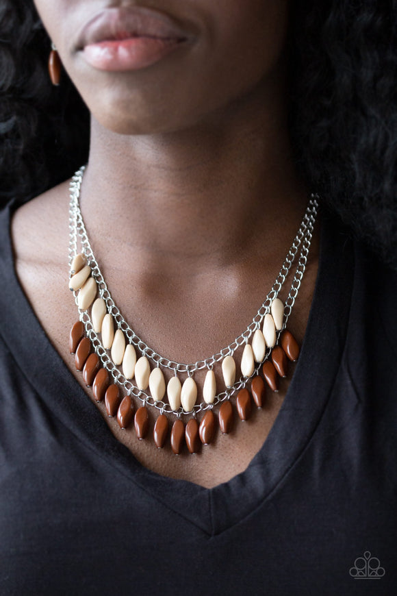 Beaded Boardwalk - Brown Necklace - Paparazzi Accessories