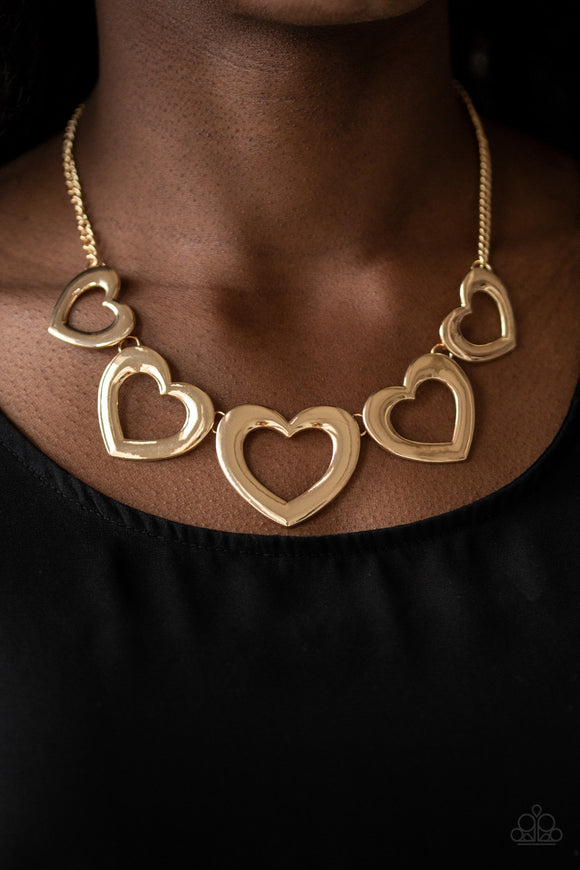 Hearty Hearts - Gold Necklace - Paparazzi Accessorie