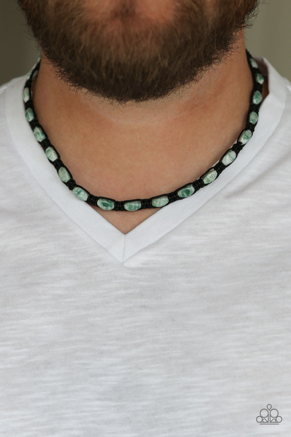 Slip and ROCKSLIDE - Green Necklace - Paparazzi Accessories 
