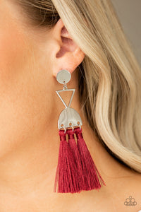 Tassel Trippin - Red Earrings - Paparazzi Accessories