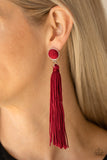 Tightrope Tassel - Red Earrings - Paparazzi Accessories