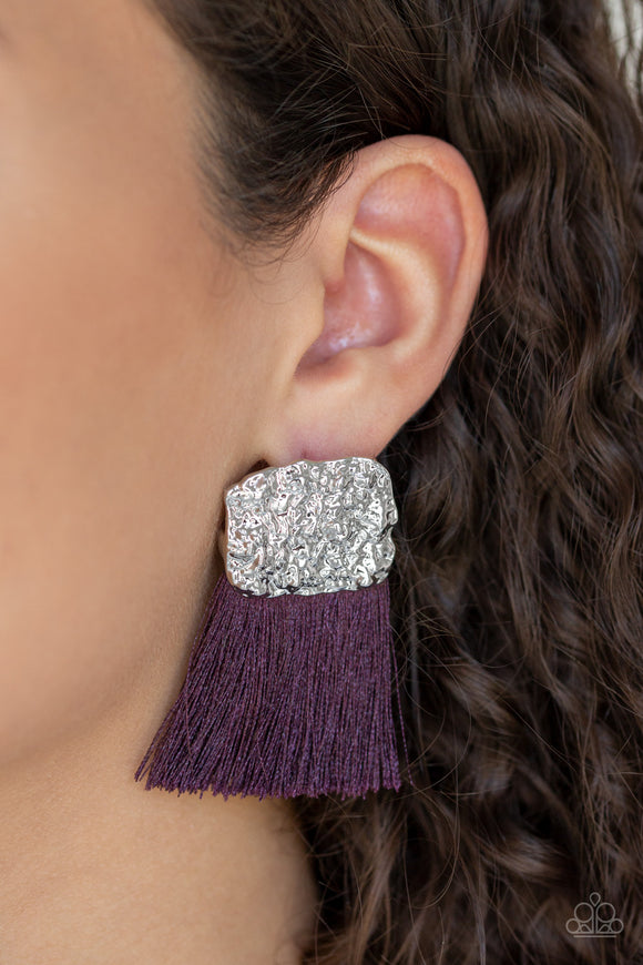 Plume Bloom - Purple Earrings - Paparazzi Accessories