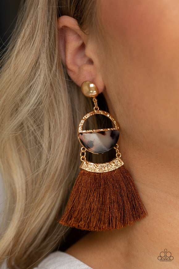 Tassel Trot - Brown Earrings - Paparazzi Accessories