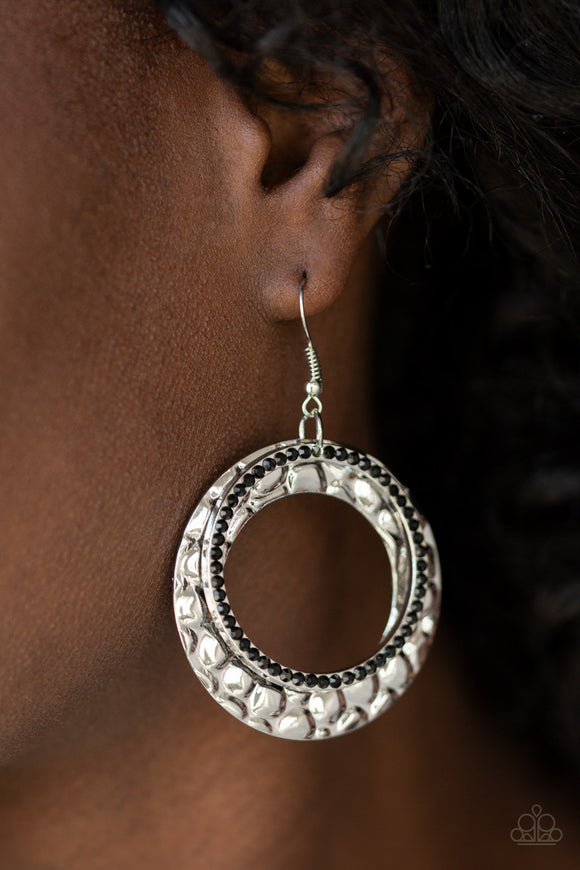 Cinematic Shimmer - Black Earrings - Paparazzi Accessories