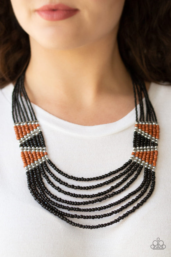 Kickin It Outback - Black Necklace - Paparazzi Accessories