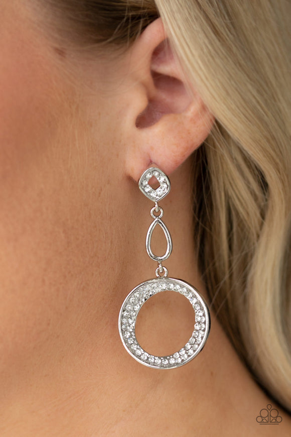 On The Glamour Scene - White Earrings - Paparazzi Accessories